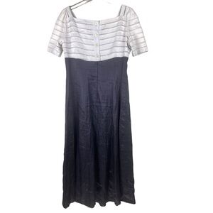 Vintage Marie St. Claire 100% Ramie Midi Dress Pearl Button & ZIp Closure Sz 12